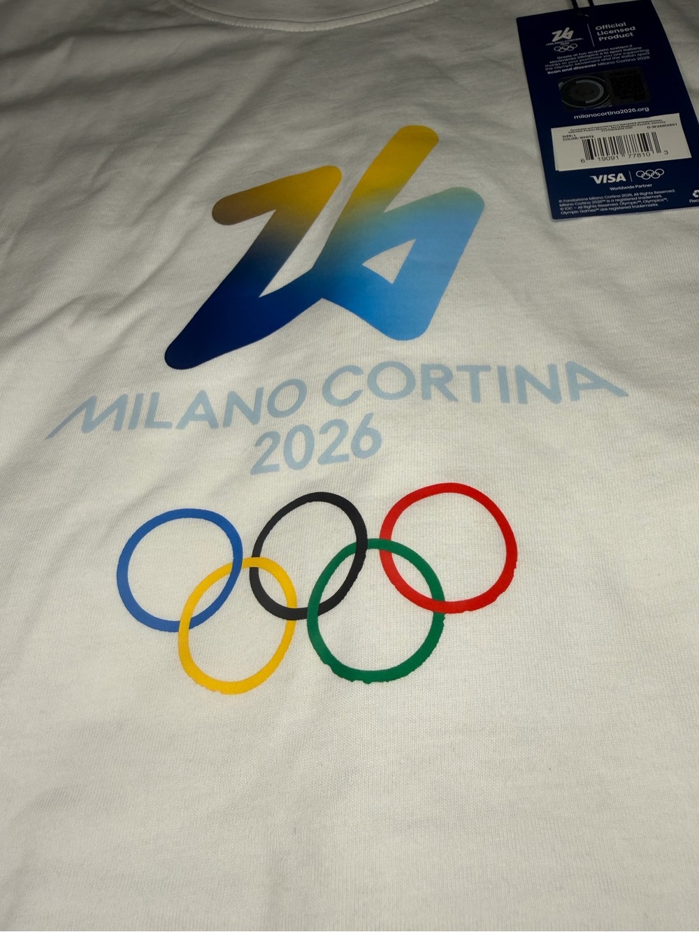 Milano Cortina 2026 White Logo Short Sleeve T-Shirt - Picture 9 of 11